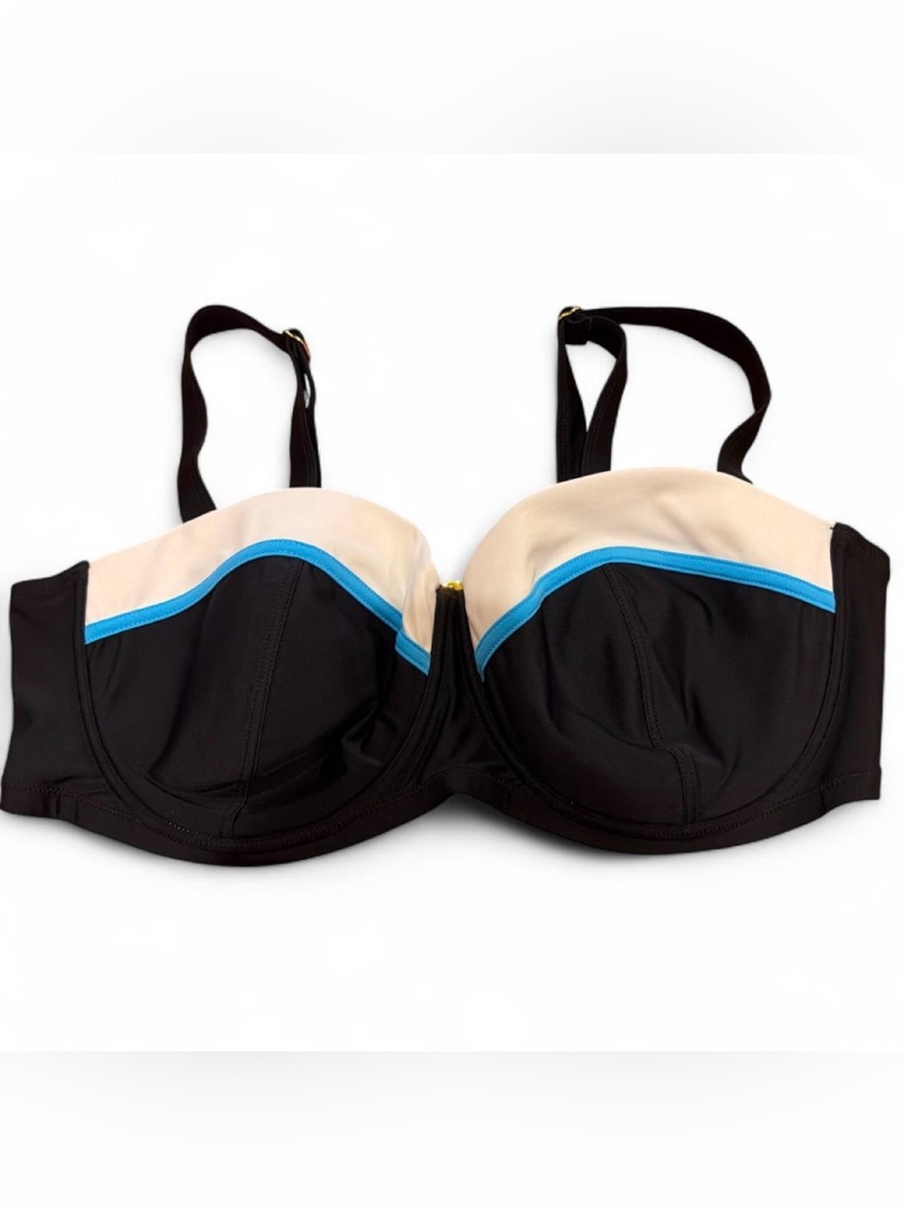 Pink Envelope Black, White & Blue Balconette Bathing Suit Bikini Top